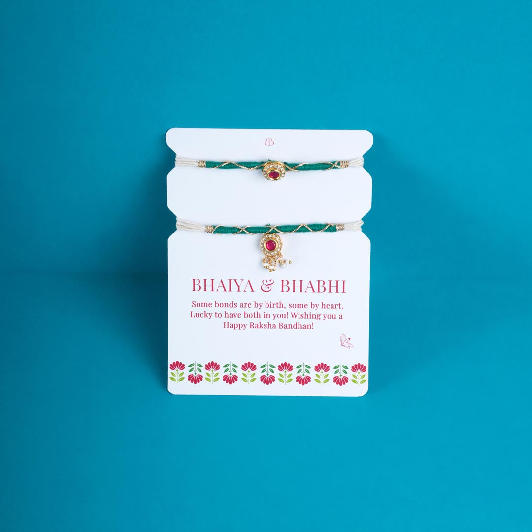 The Emerald Blossom Rakhi Set