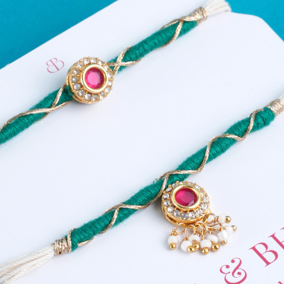 The Emerald Blossom Rakhi Set