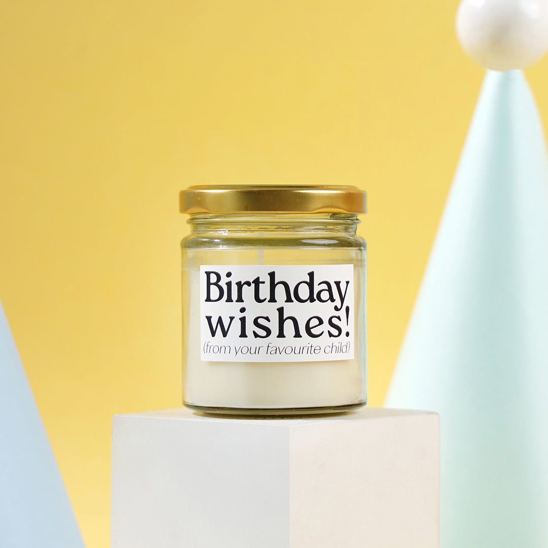Candle for parents - "Birthday wishes from your favorite child!"