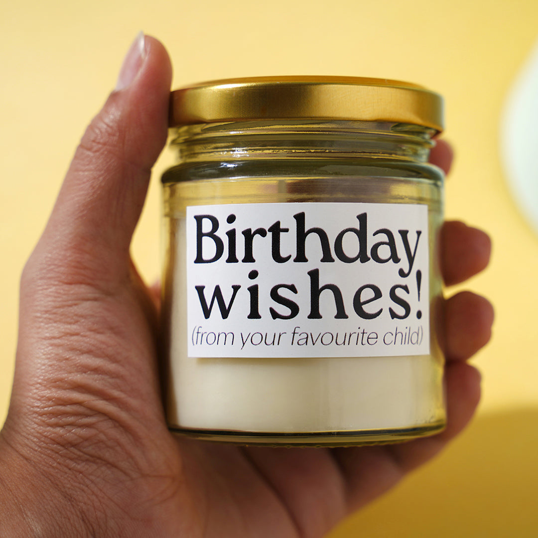 Candle for parents - "Birthday wishes from your favorite child!"