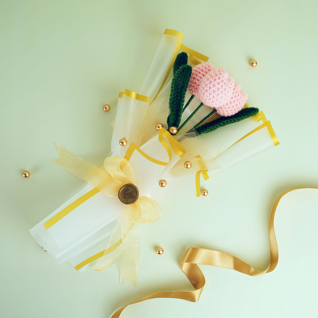 Pink Crochet Tulip Bouquet