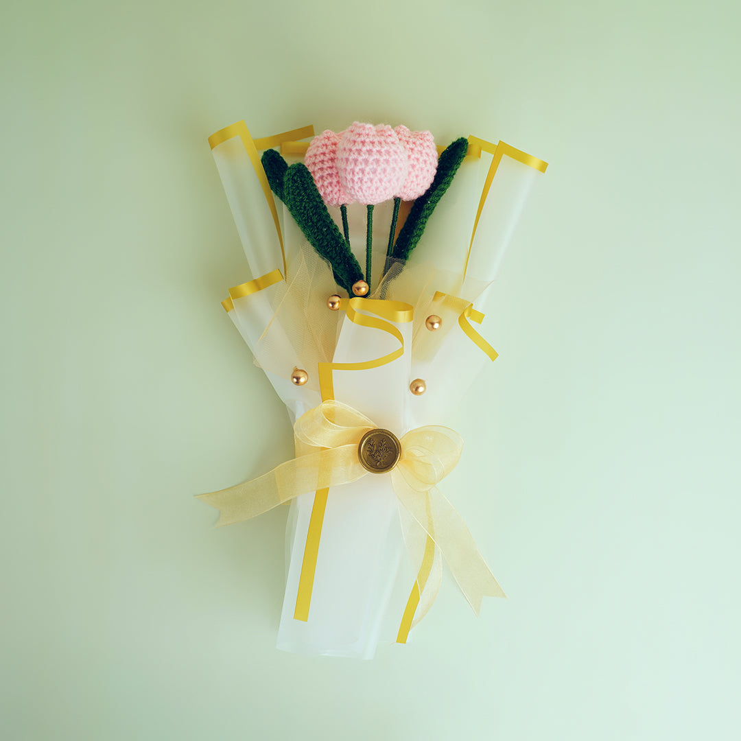 Pink Crochet Tulip Bouquet