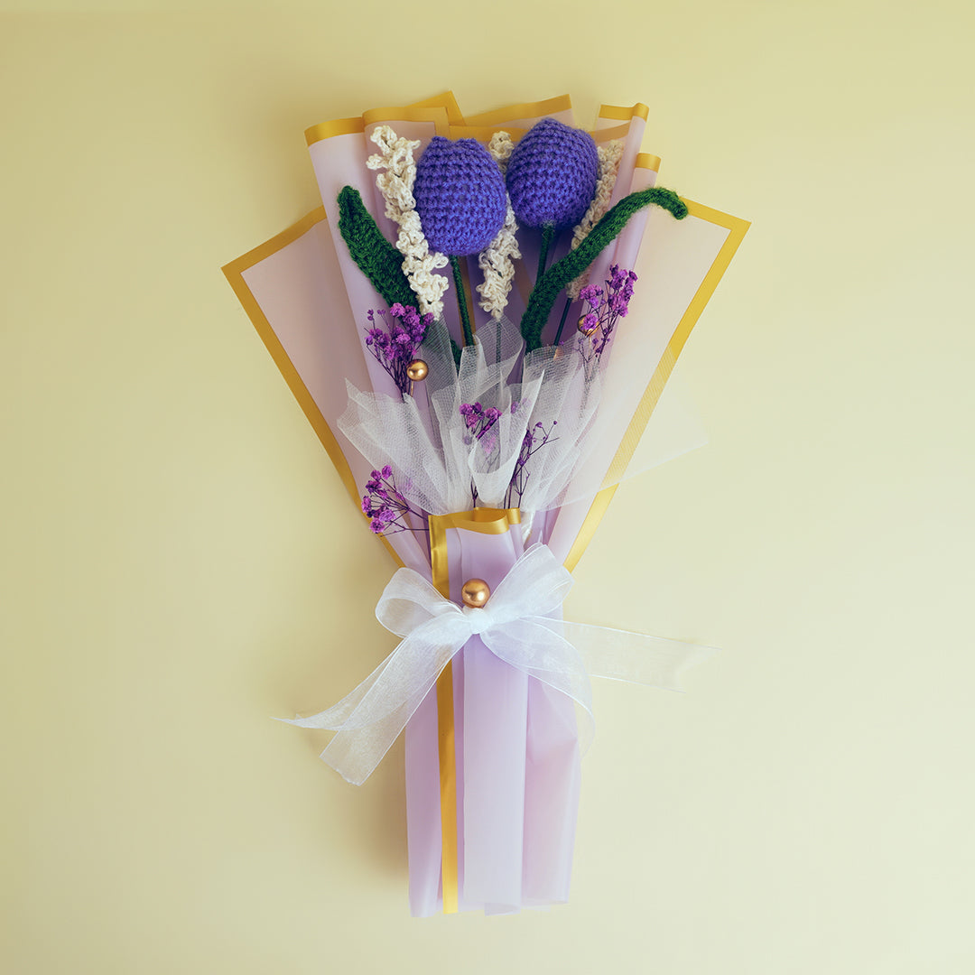 Purple Crochet Tulips Bouquet