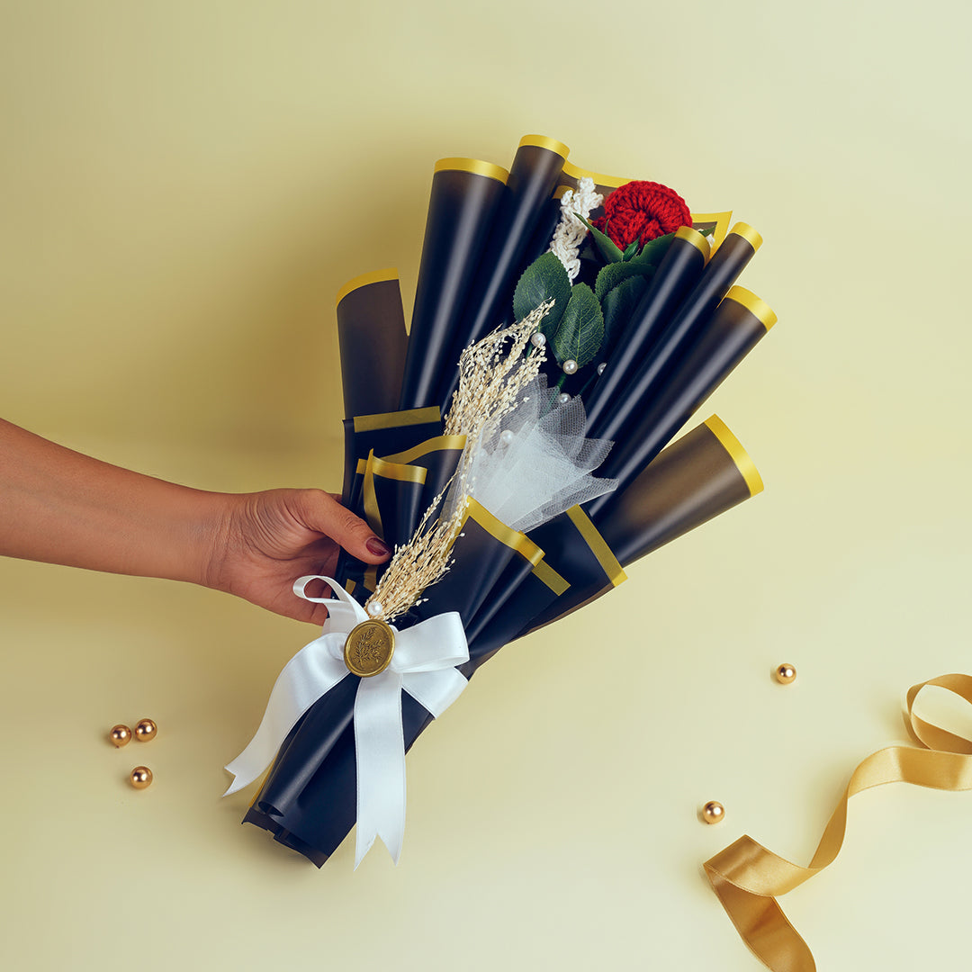 Black Wrap Crochet Rose