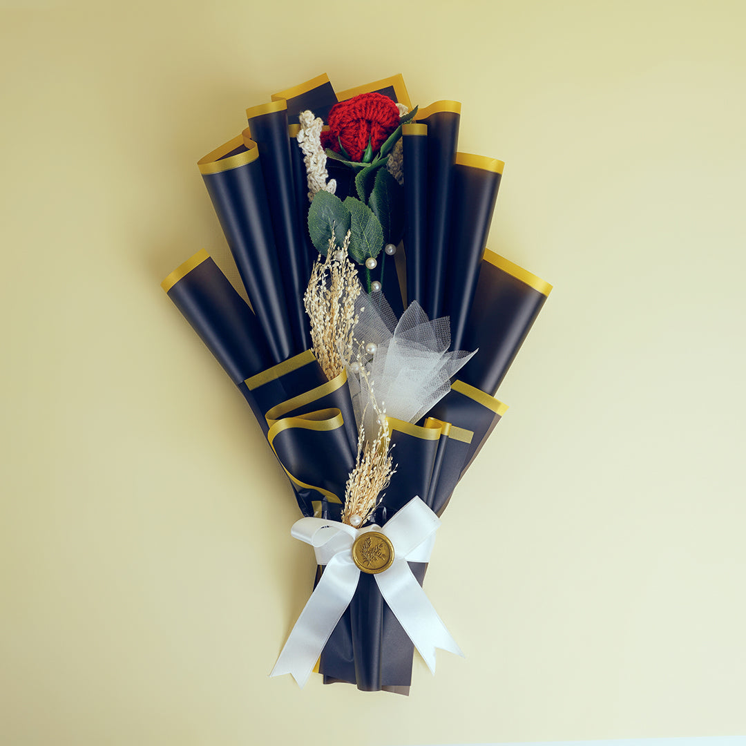 Black Wrap Crochet Rose