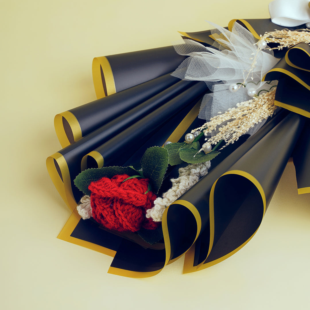 Black Wrap Crochet Rose