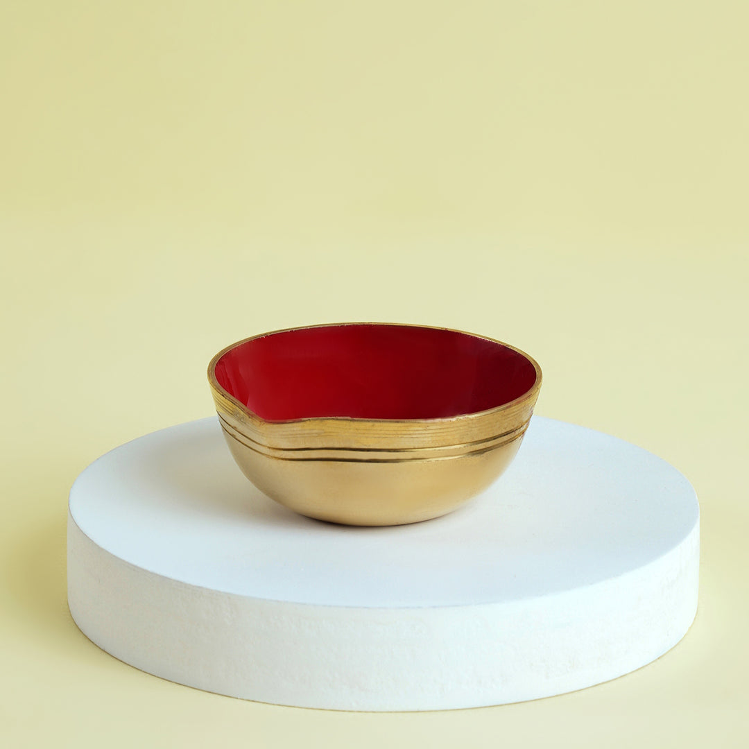 Brass Enamel Diya set