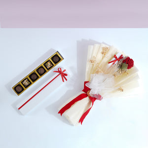 Crochet bouquet with sensation chocolate box