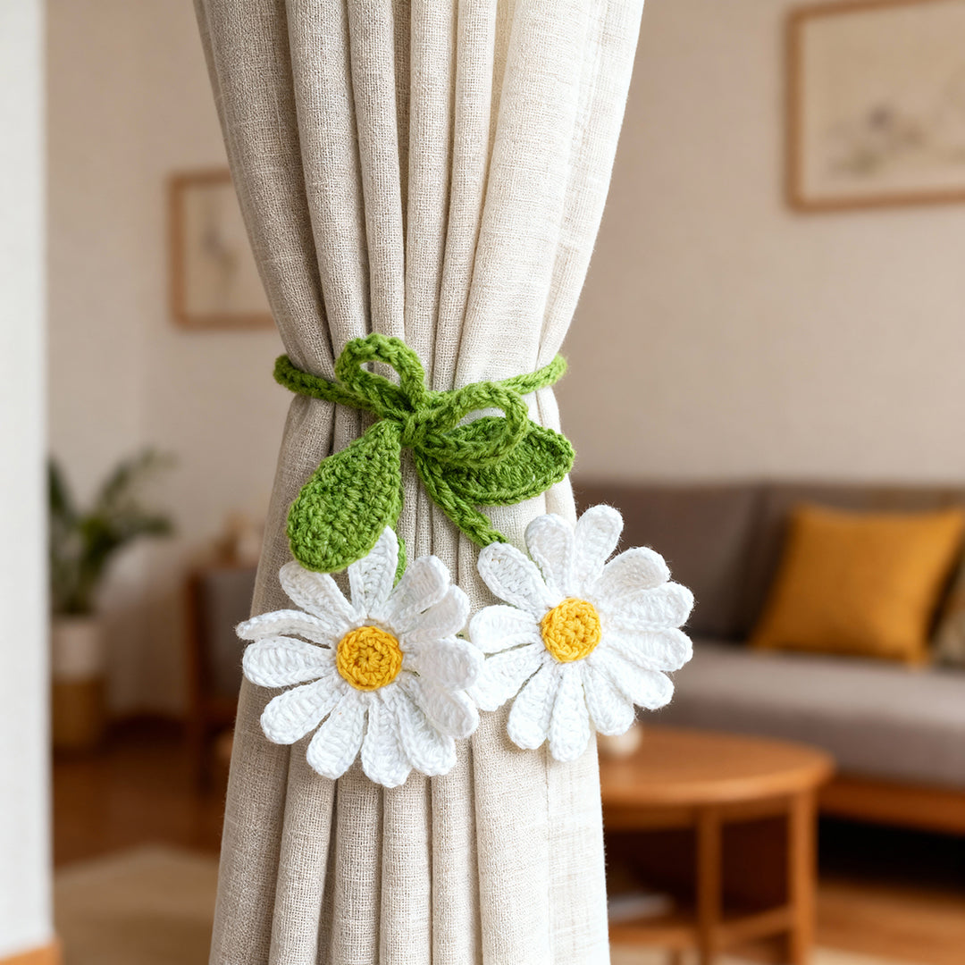 Crochet curtain tie