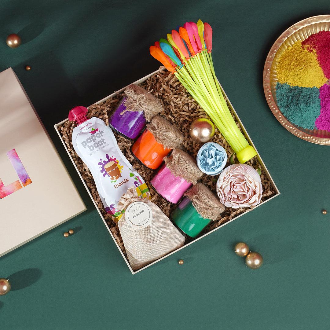 Colorful Holi gift hamper