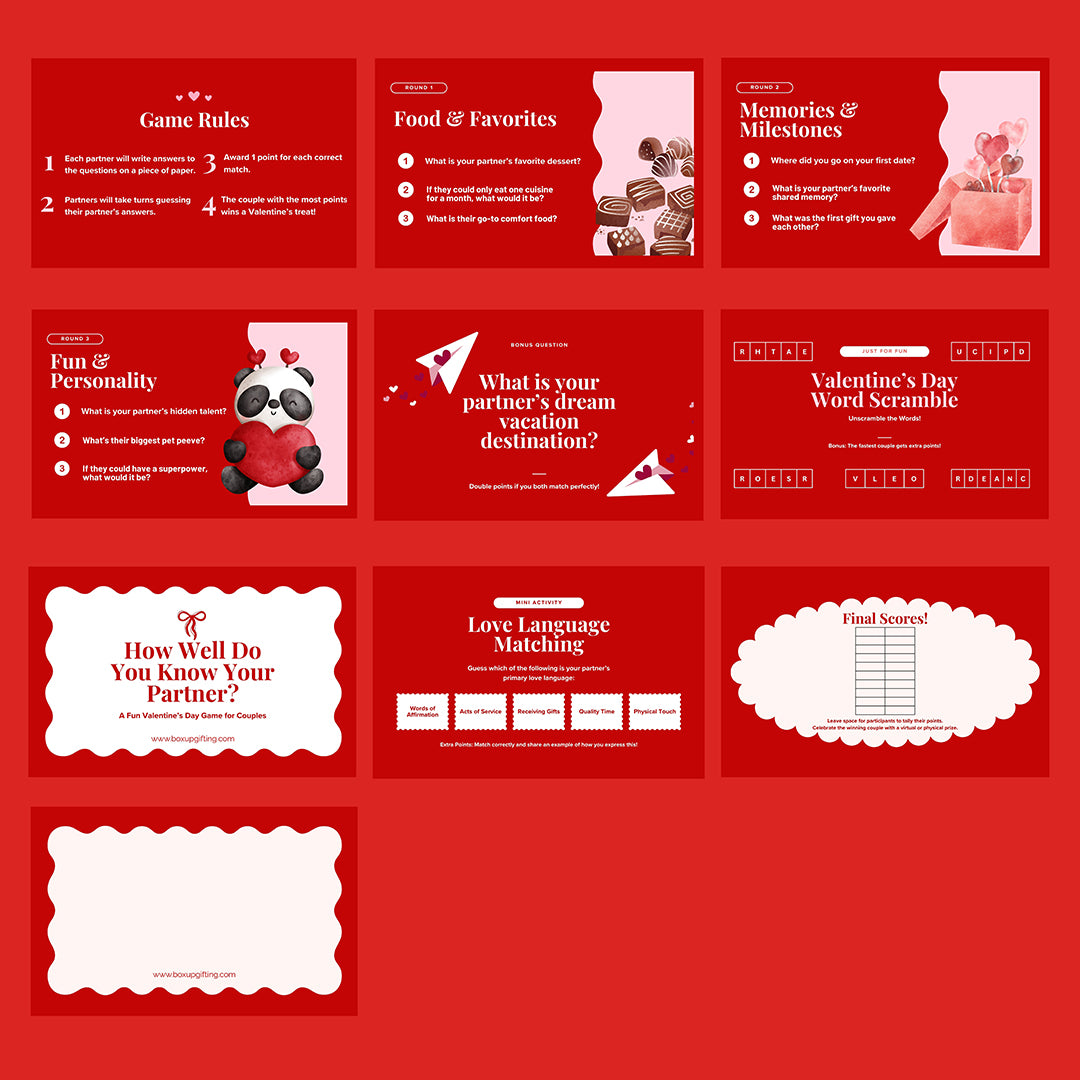 Game cards – Valentine Edit