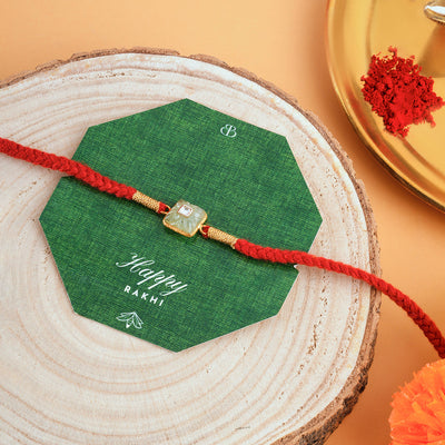 Green Stone Silver Rakhi