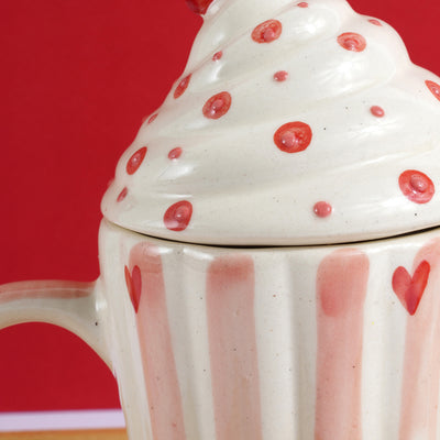 Heart Print Ceramic Mug With Lid