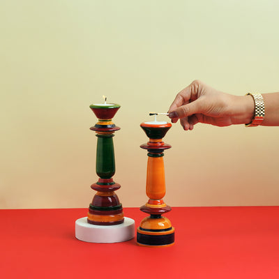 Channapatna Wooden Candle Holders