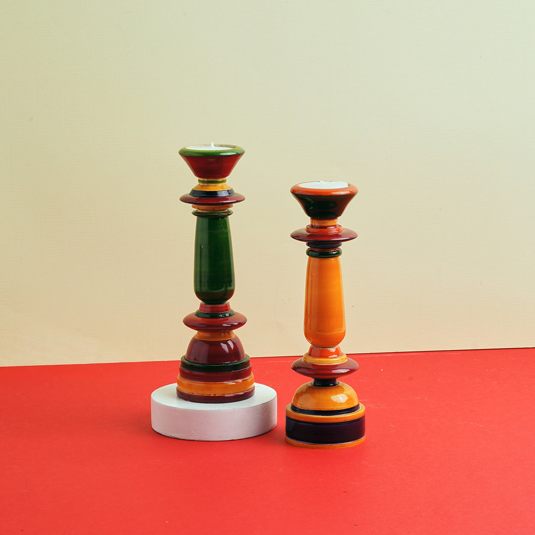 Channapatna Wooden Candle Holders