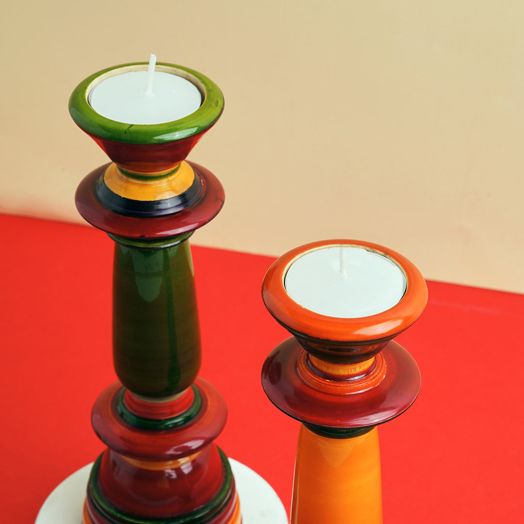 Channapatna Wooden Candle Holders