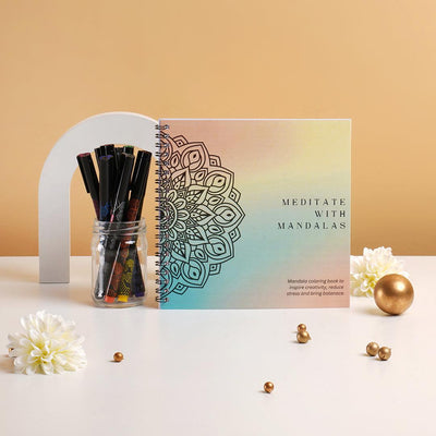 Mandala colouring book with sketch pens