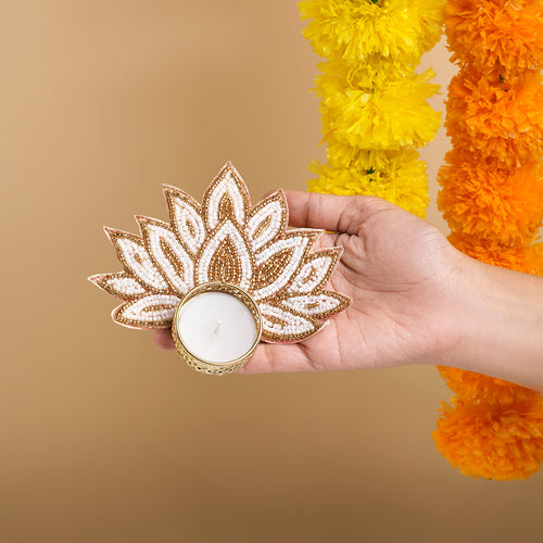 Lotus Embroidered Diya