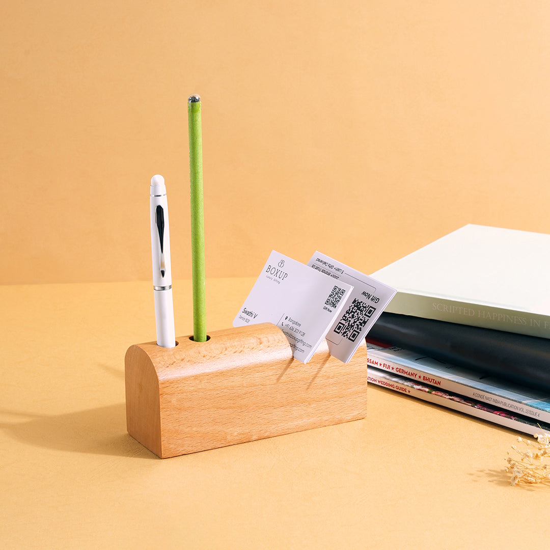 Bark Wooden Pen Stand