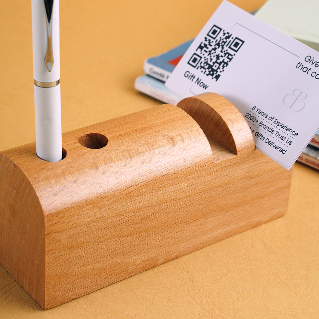 Bark Wooden Pen Stand