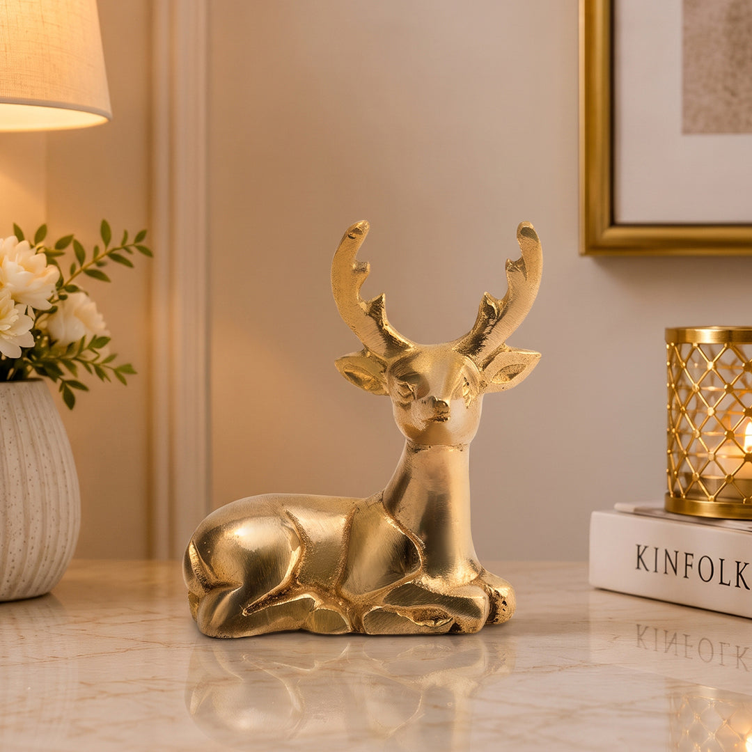 Brass Statue Noble Deer
