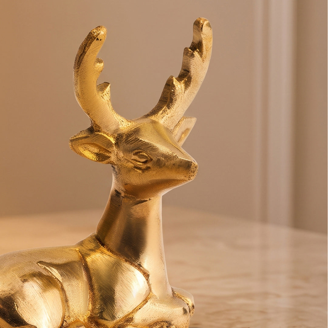 Brass Statue Noble Deer