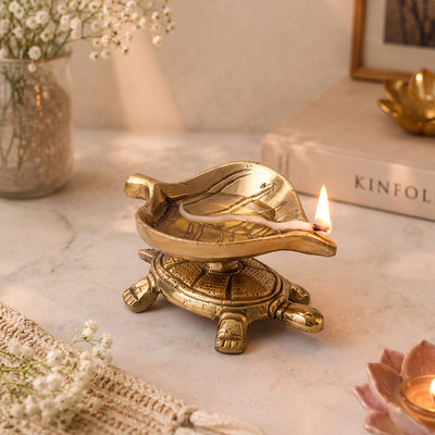 Brass Diya Turtle Elegance