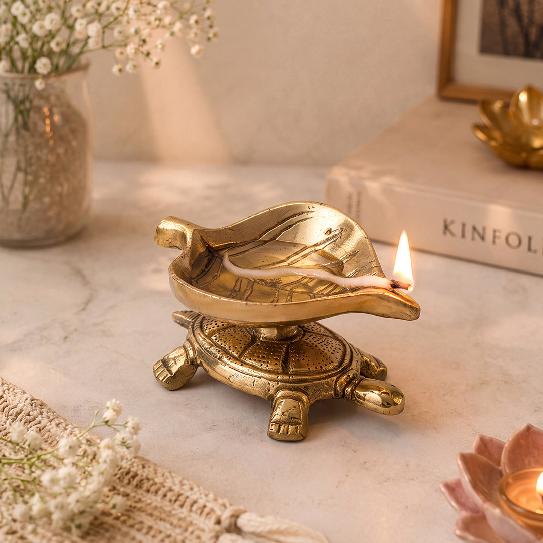 Brass Diya Turtle Elegance