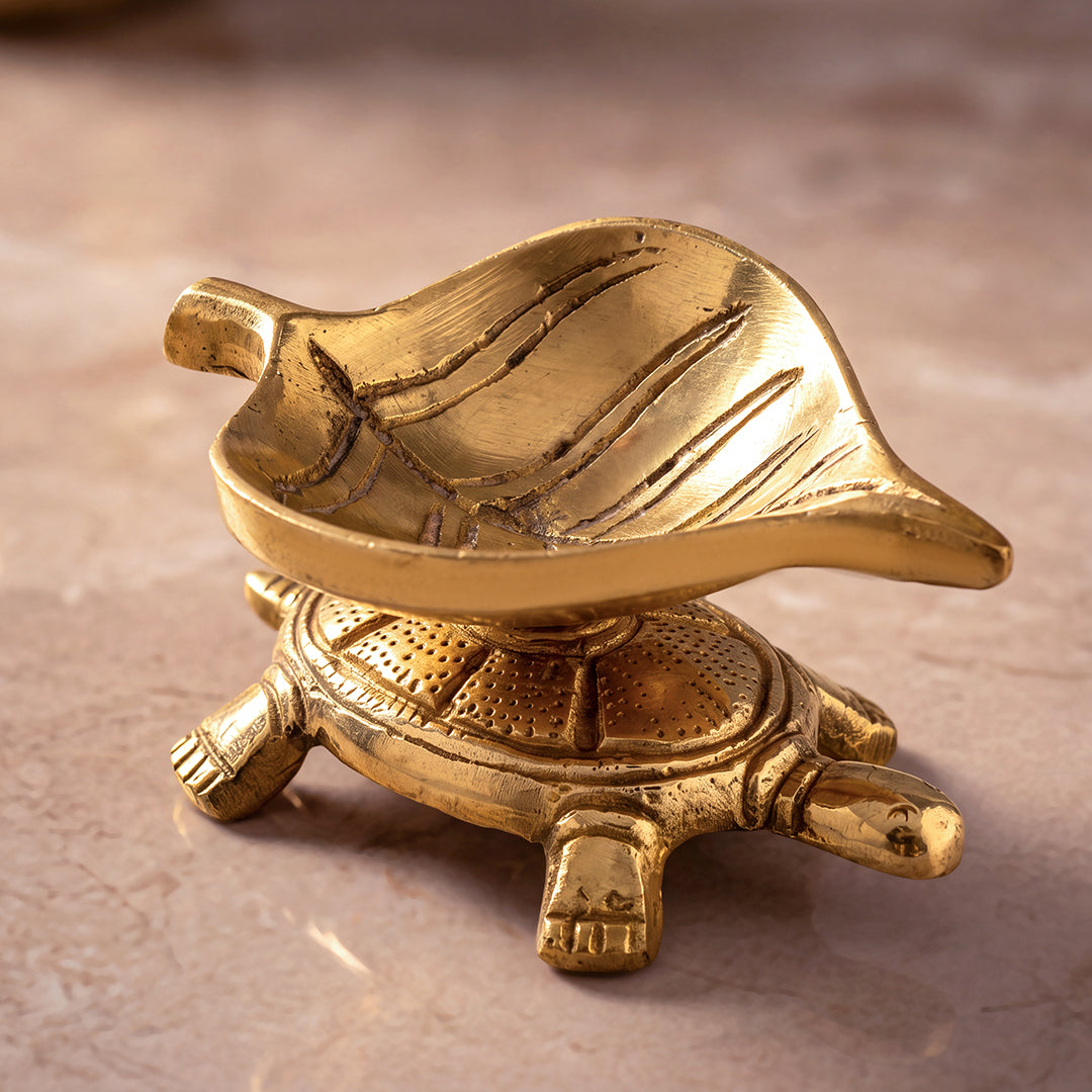 Brass Diya Turtle Elegance