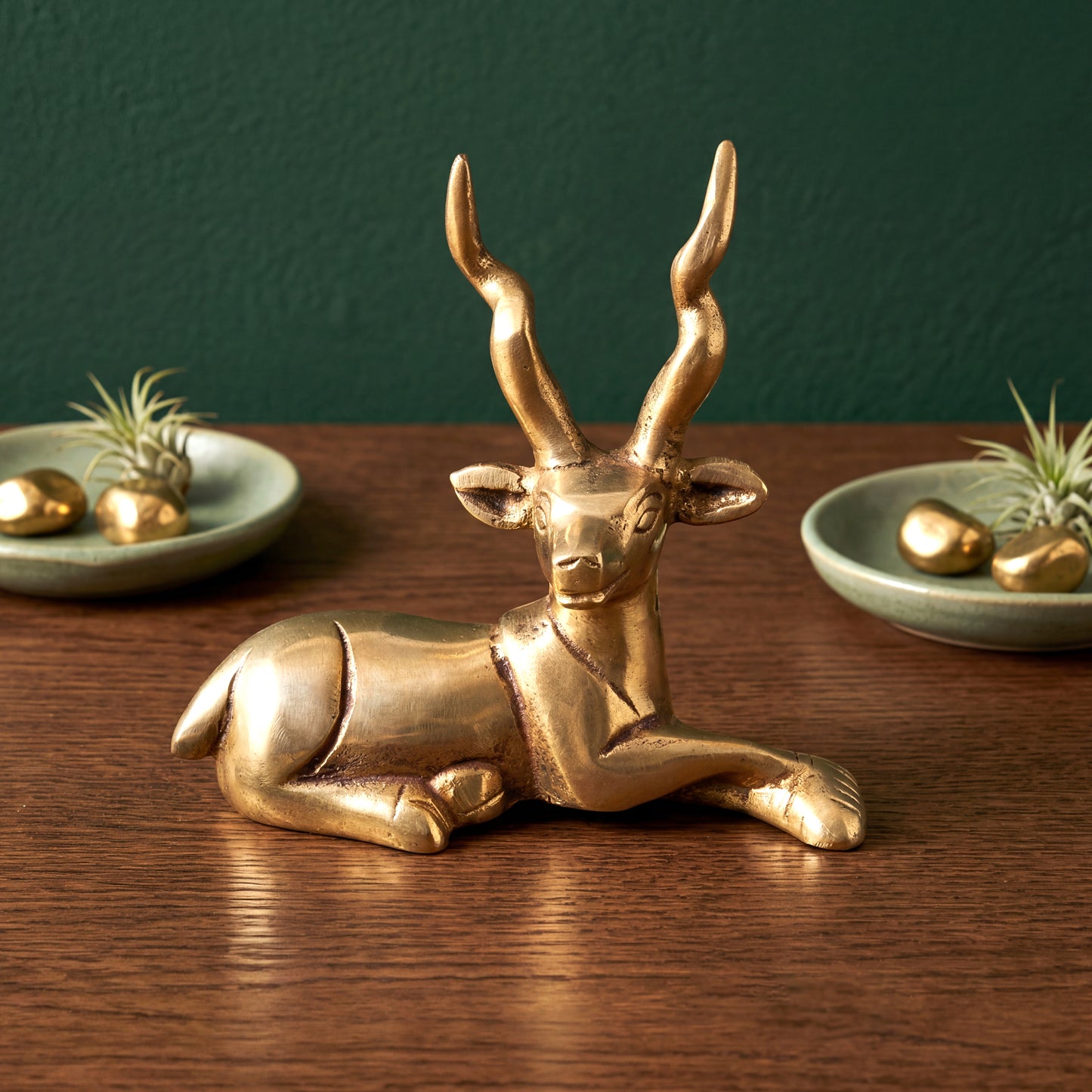 Brass Statue Resting Deer