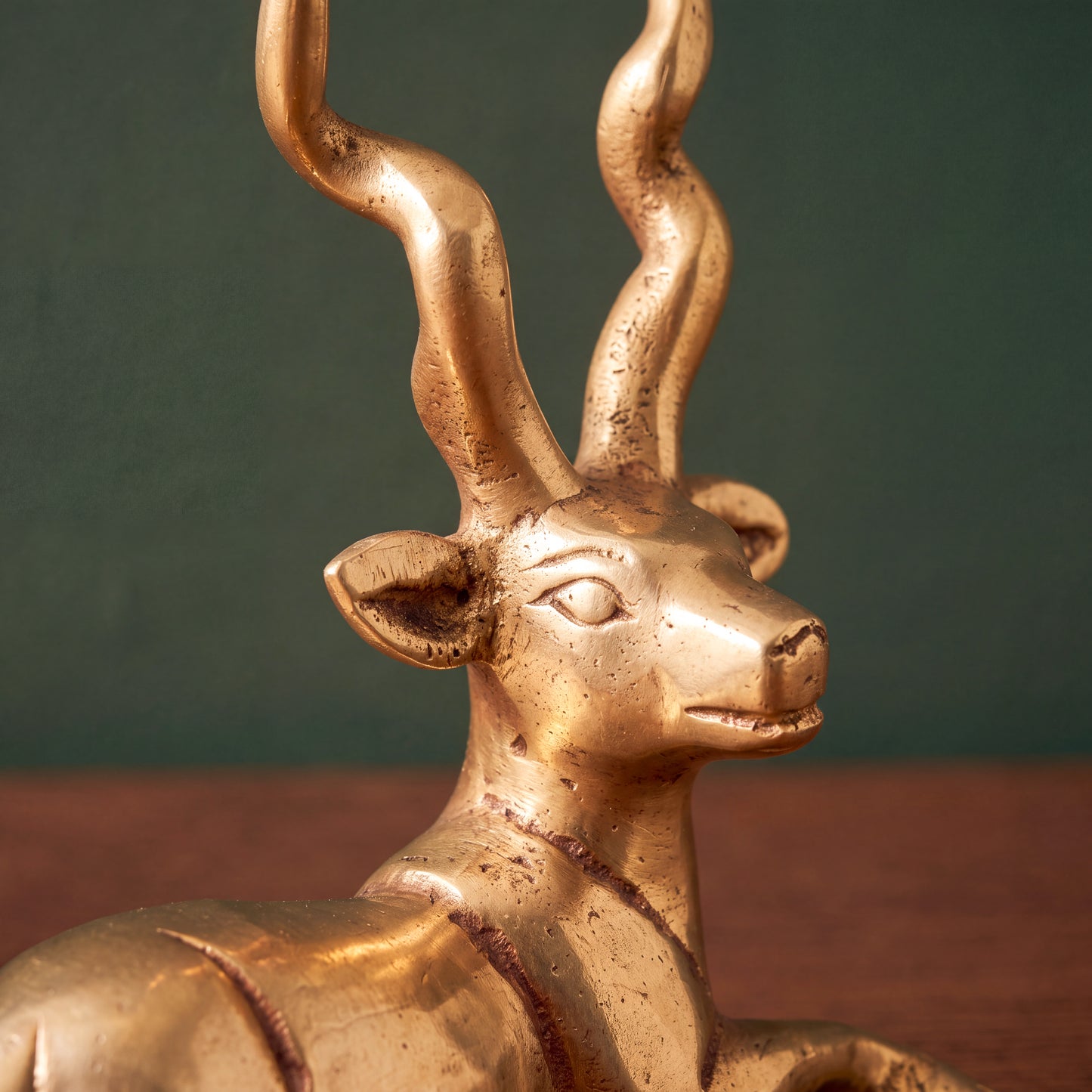 Brass Statue Resting Deer