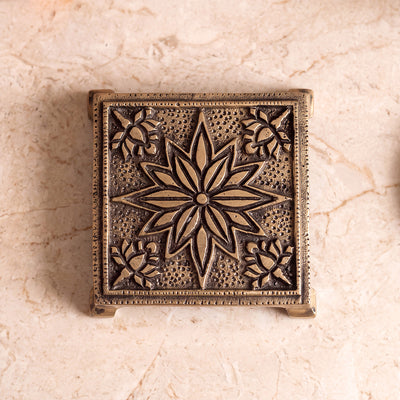 Brass Chowki Floral Engraved