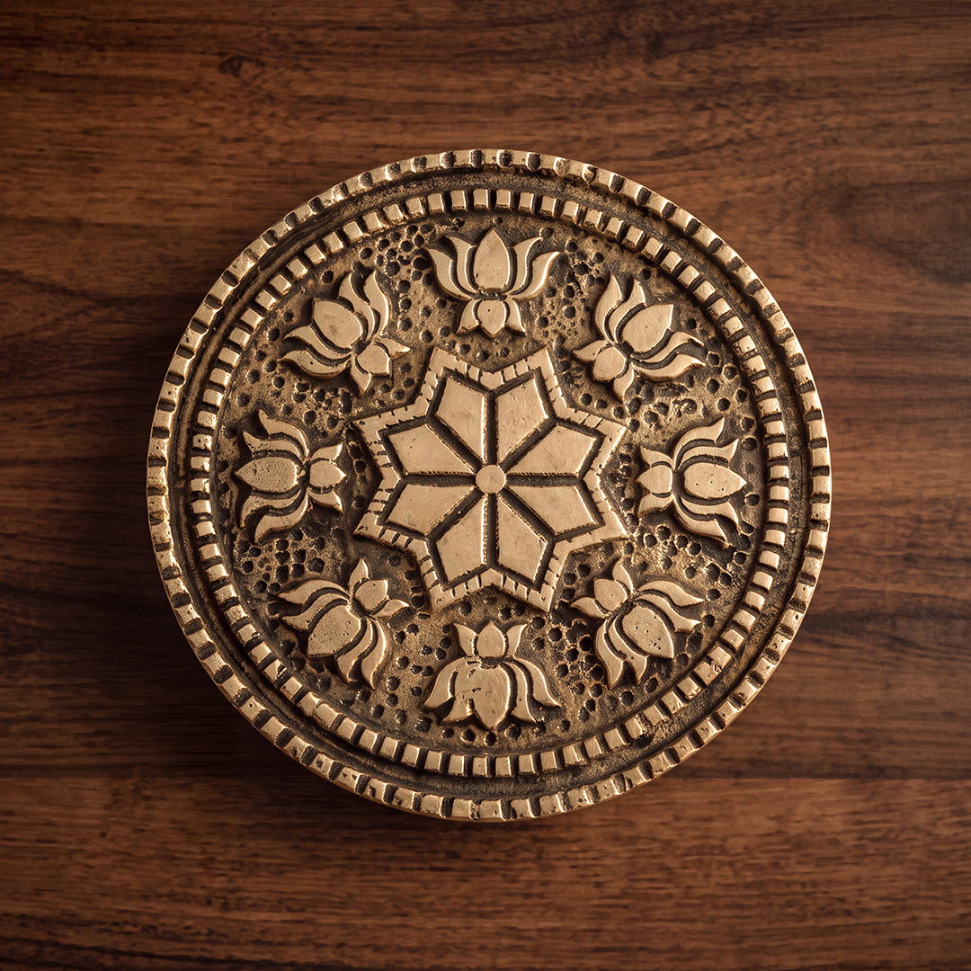 Brass Round Chowki Lotus