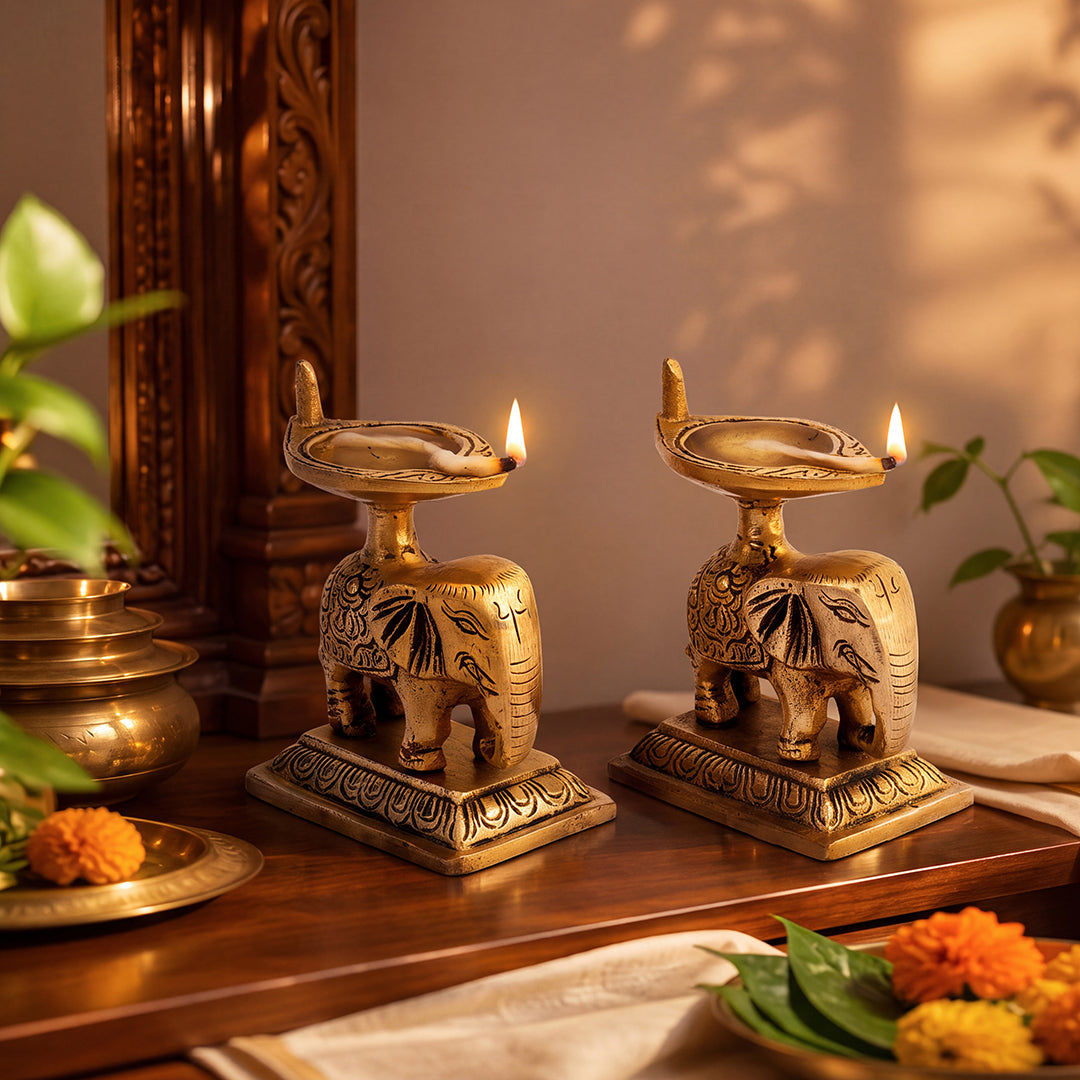 Brass Diya Royal Elephant