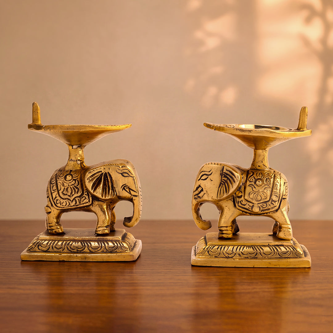 Brass Diya Royal Elephant