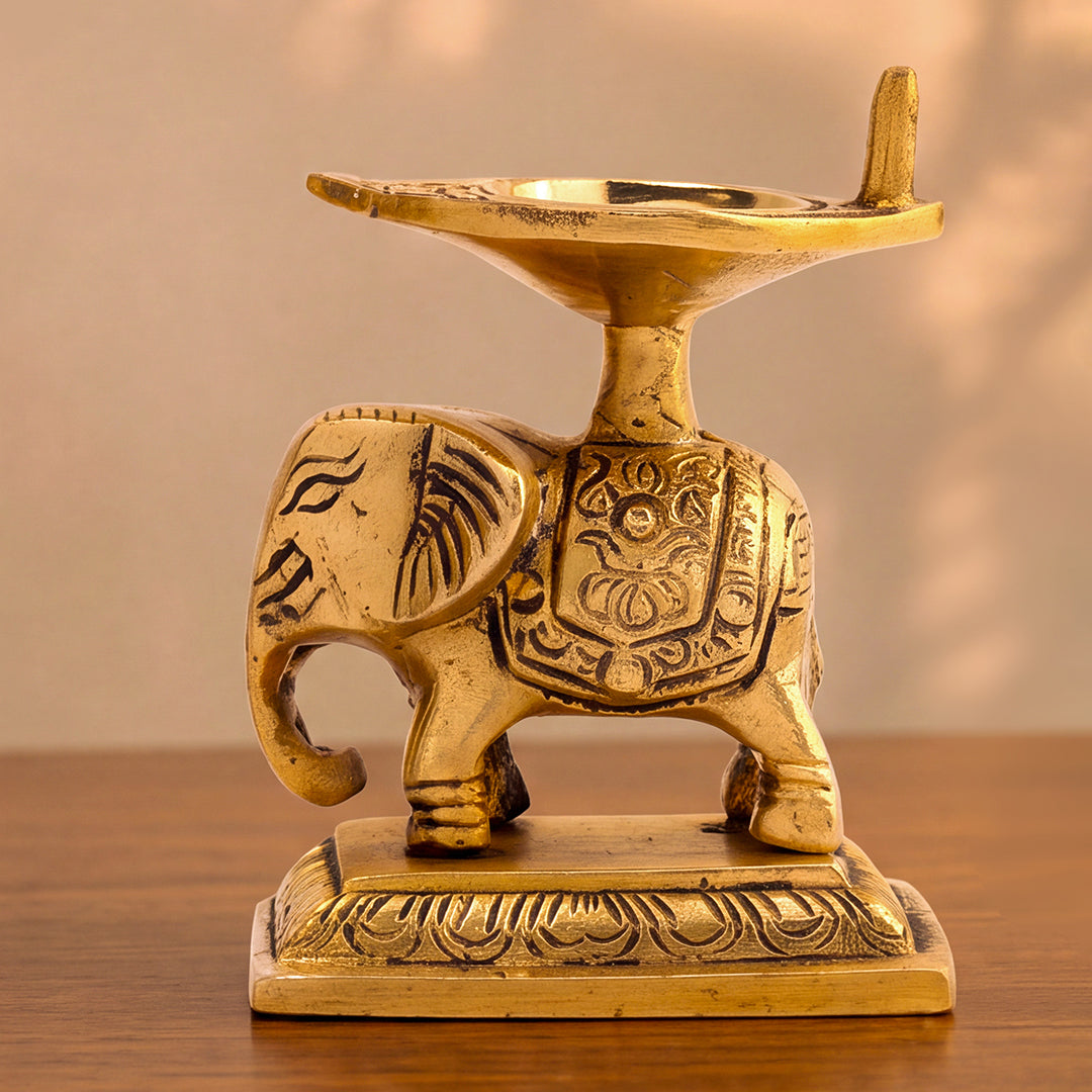 Brass Diya Royal Elephant