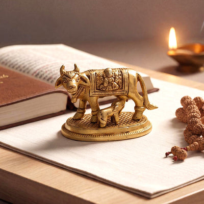 Brass Idol Kamadhenu Blessing