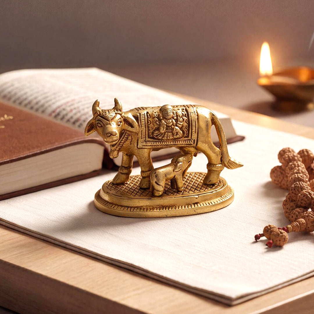 Brass Idol Kamadhenu Blessing