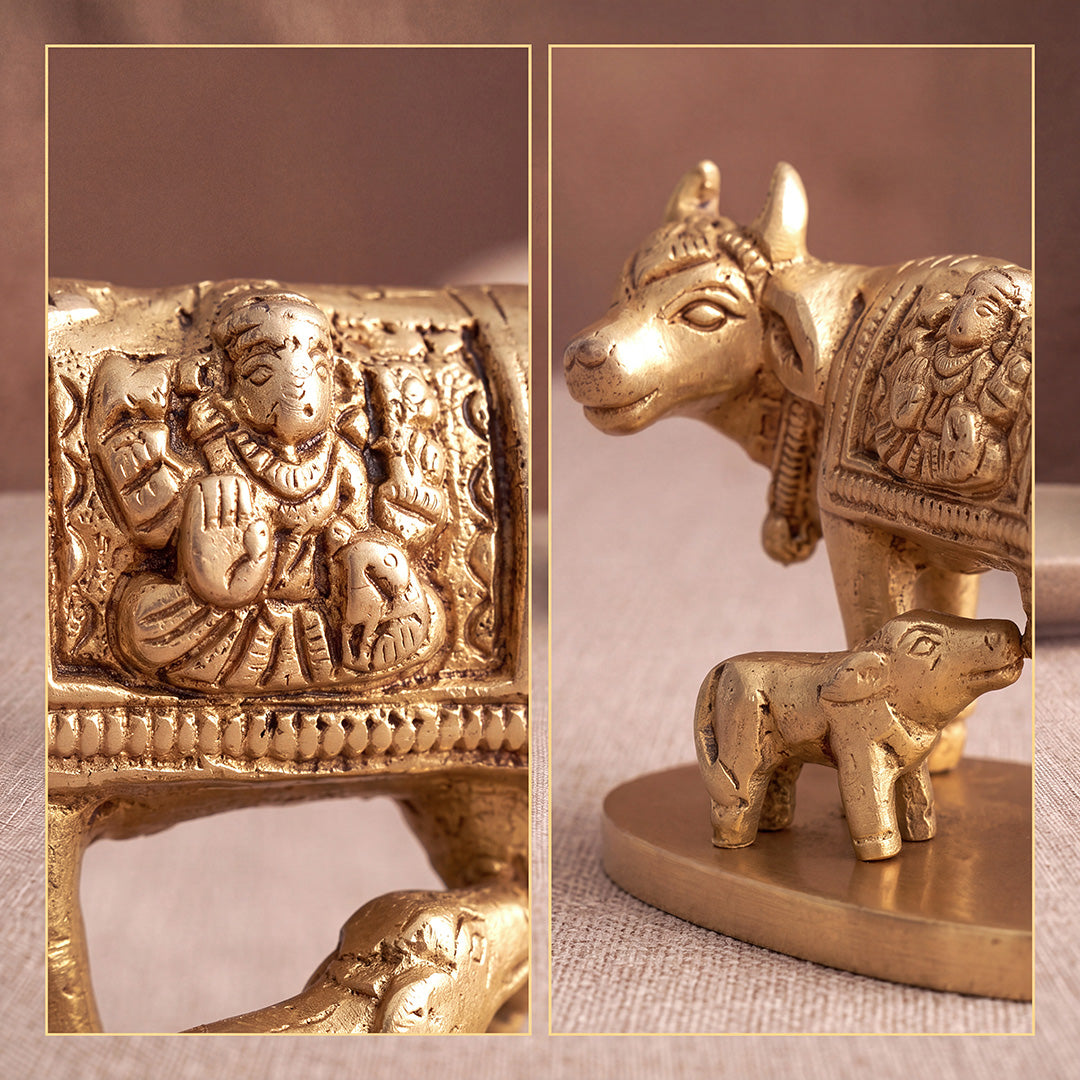 Brass Idol Kamadhenu Blessing