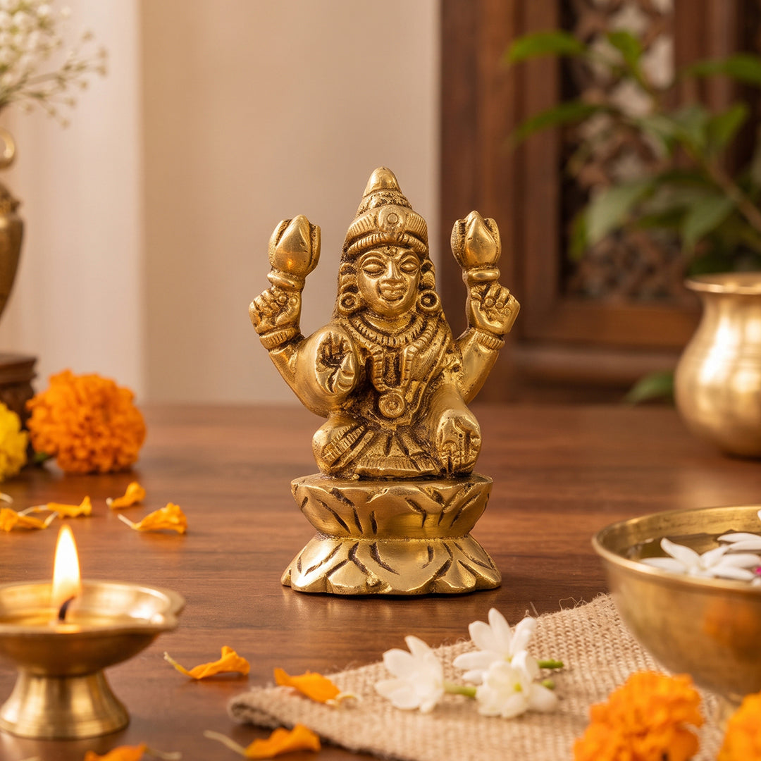 Brass Idol Lakshmi Devotion