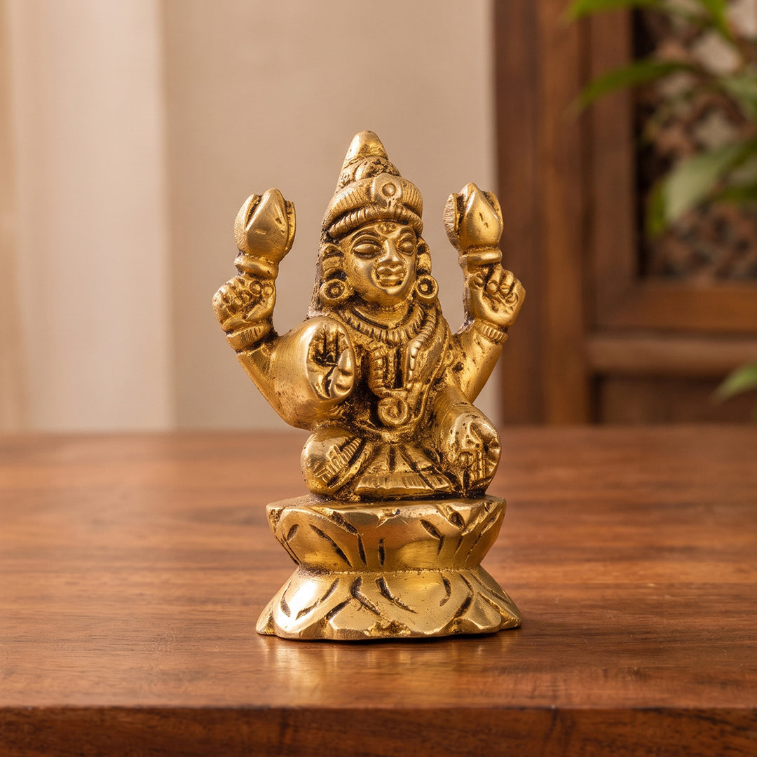 Brass Idol Lakshmi Devotion