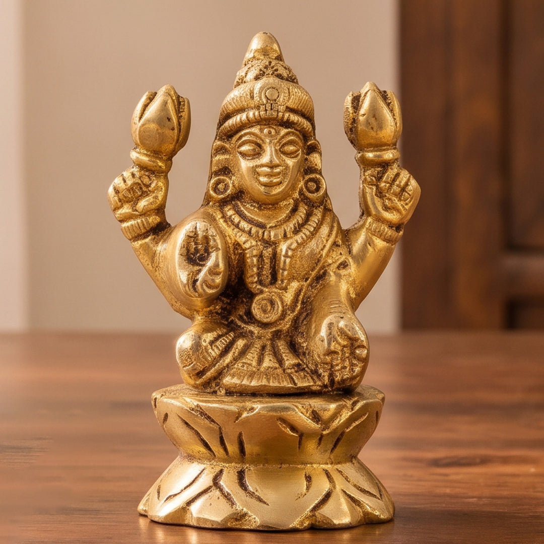Brass Idol Lakshmi Devotion