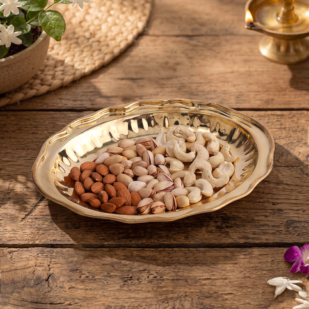 Brass Tray Floral Vintage