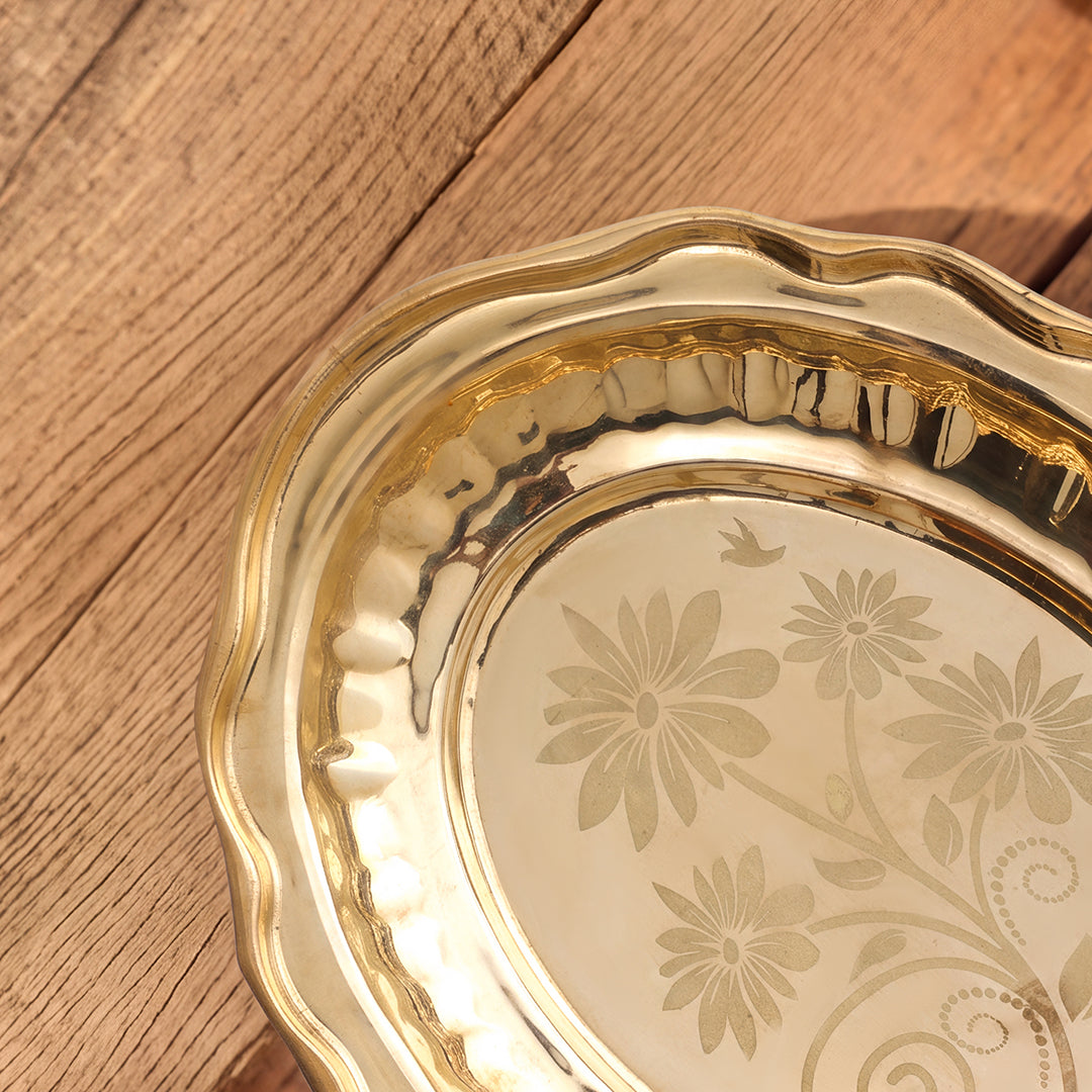Brass Tray Floral Vintage