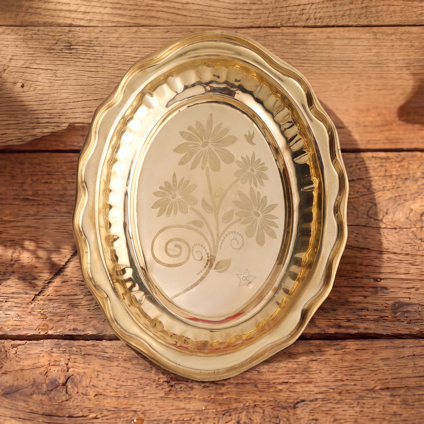 Brass Tray Floral Vintage