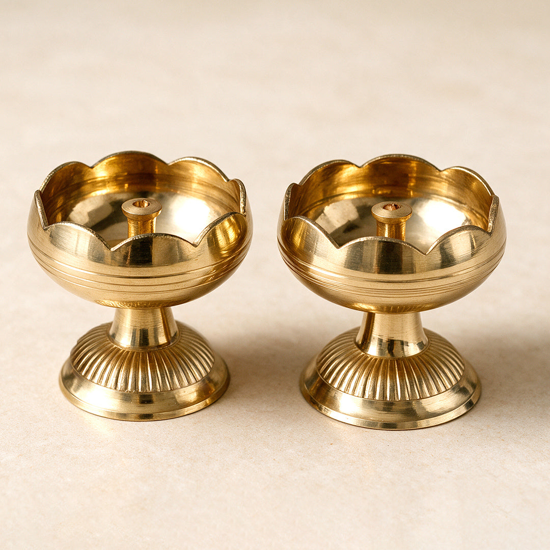 Brass Diya Sunflower Pair