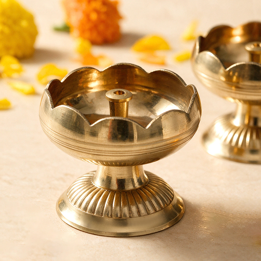 Brass Diya Sunflower Pair