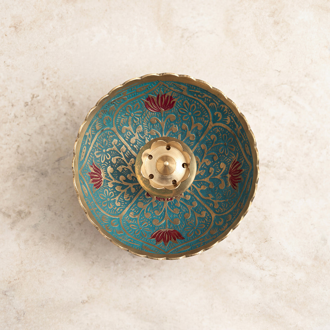 Brass Incense Stand Floral