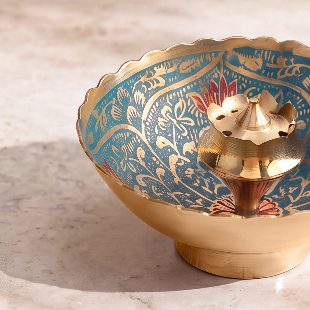 Brass Incense Stand Floral