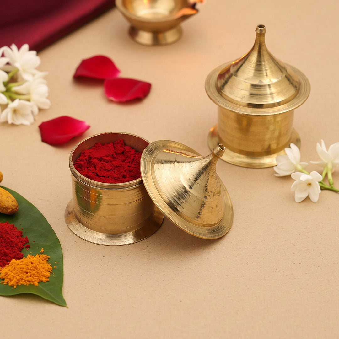 Brass Kumkum Box Pooja Essential